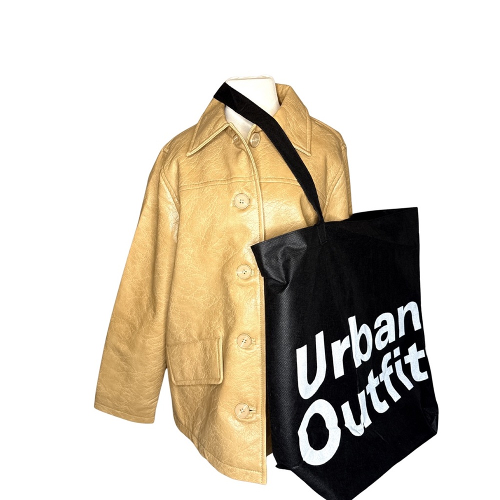 Urban Outfitters Tan Faux Leather Shacket Jacket Coat NWT Women’s Size M
